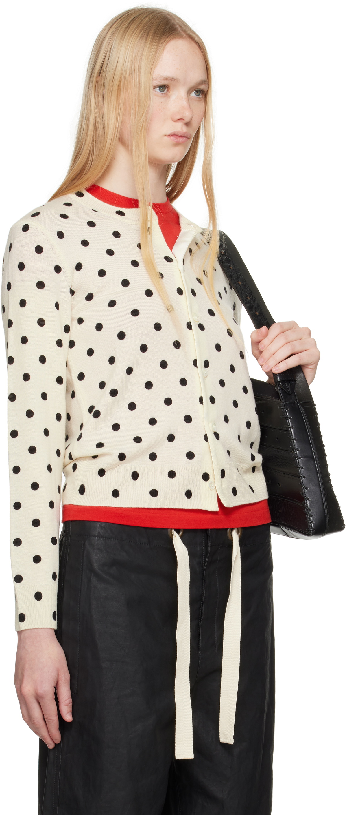 Comme des Garçons Comme des Garçons Off-White Polka Dots Pattern Print Cardigan