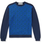 Aloye - Jacquard-Panelled Loopback Cotton-Jersey Sweatshirt - Blue