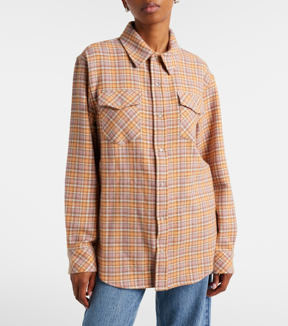 God's True Cashmere Midnight Rose plaid cashmere shirt
