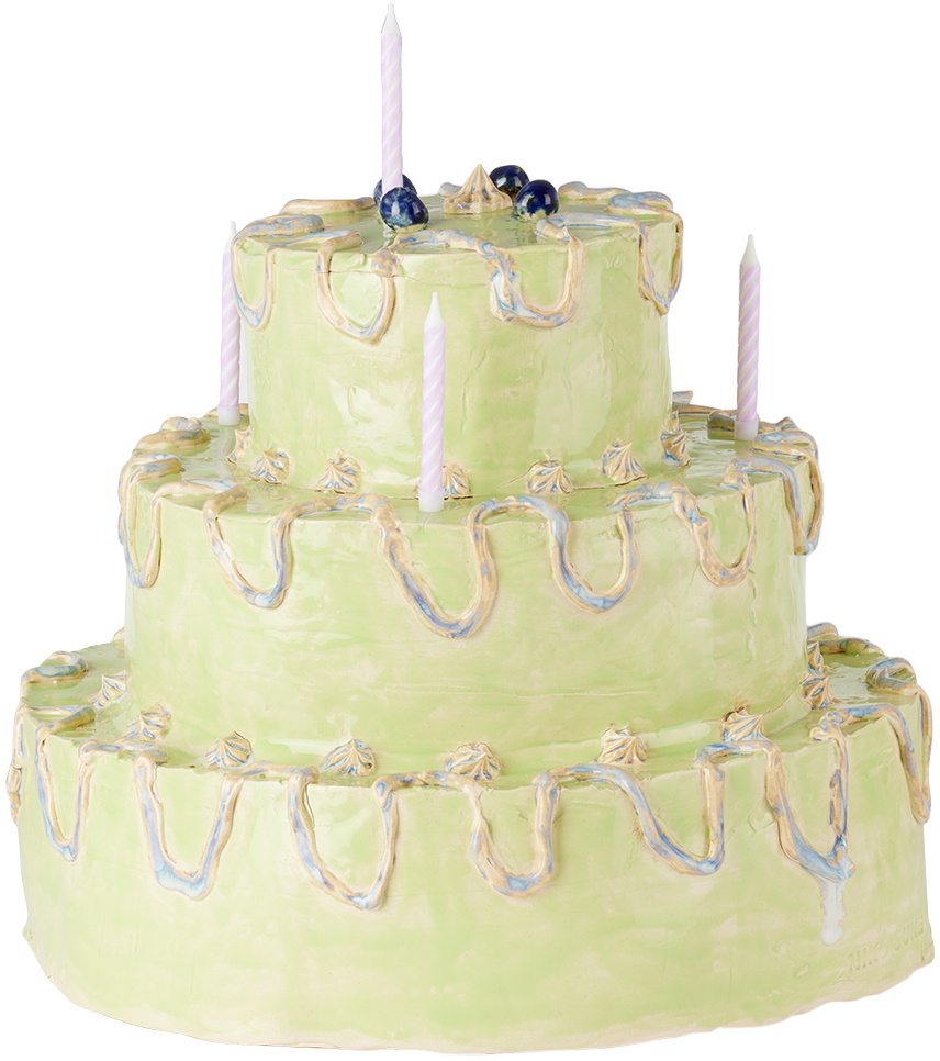 NIKO JUNE SSENSE XX Green Large Birthday Cake Candle Holder NIKO JUNE