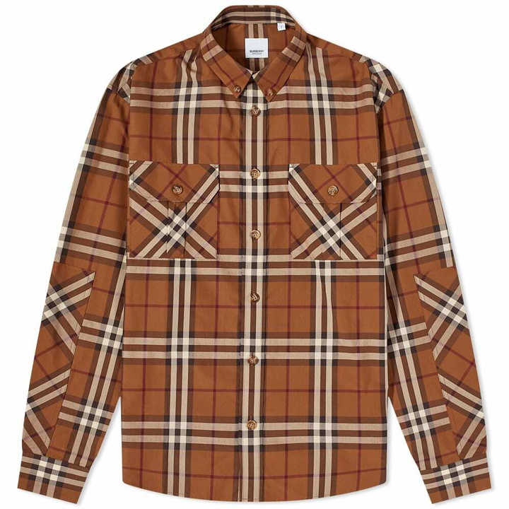 Photo: Burberry Men's Button Down Coulsdon Check Shirt in Dark Birch Brown