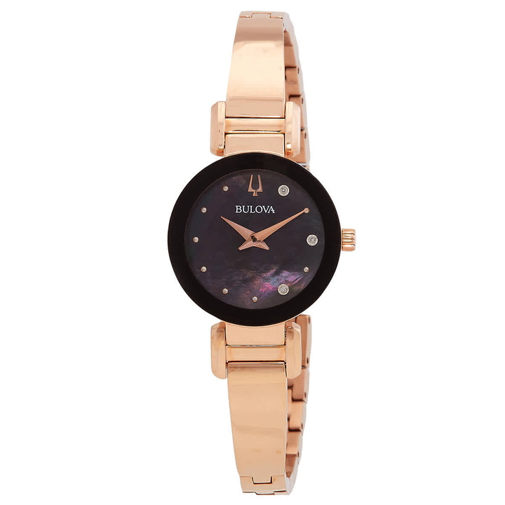 Photo: Bulova Marc Anthony Quartz Diamond Black Dial Ladies Watch 97P163