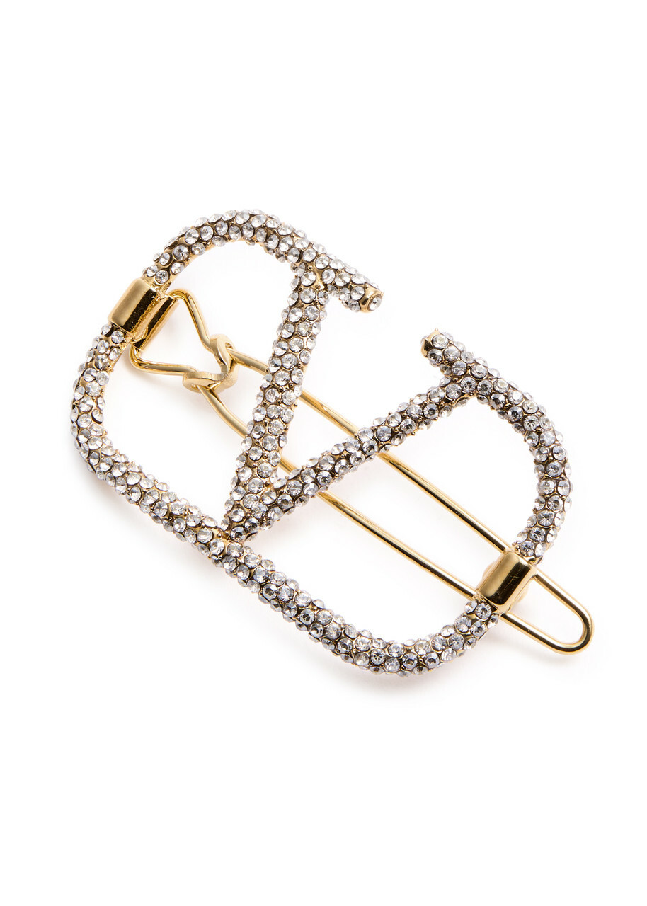 Valentino Garavani VLogo Crystal-embellished Hair Clip  display picture 2