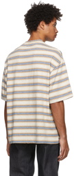 Lanvin Beige Striped Embroidered Logo T-Shirt