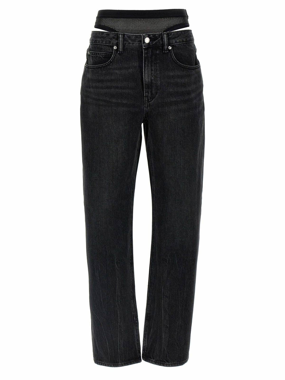 Alexander Wang slit Hem Prestyle Hotfix Mesh Undie Jeans Alexander