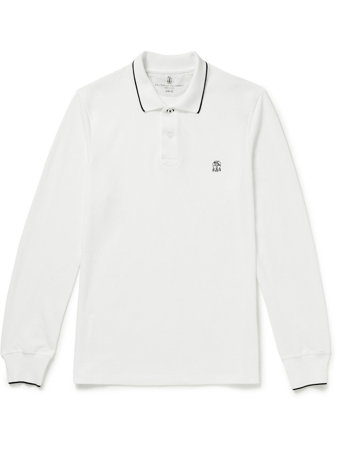 Brunello Cucinelli - Logo-Print Shell-Trimmed Cotton-Blend Jersey Track  Jacket - White Brunello Cucinelli