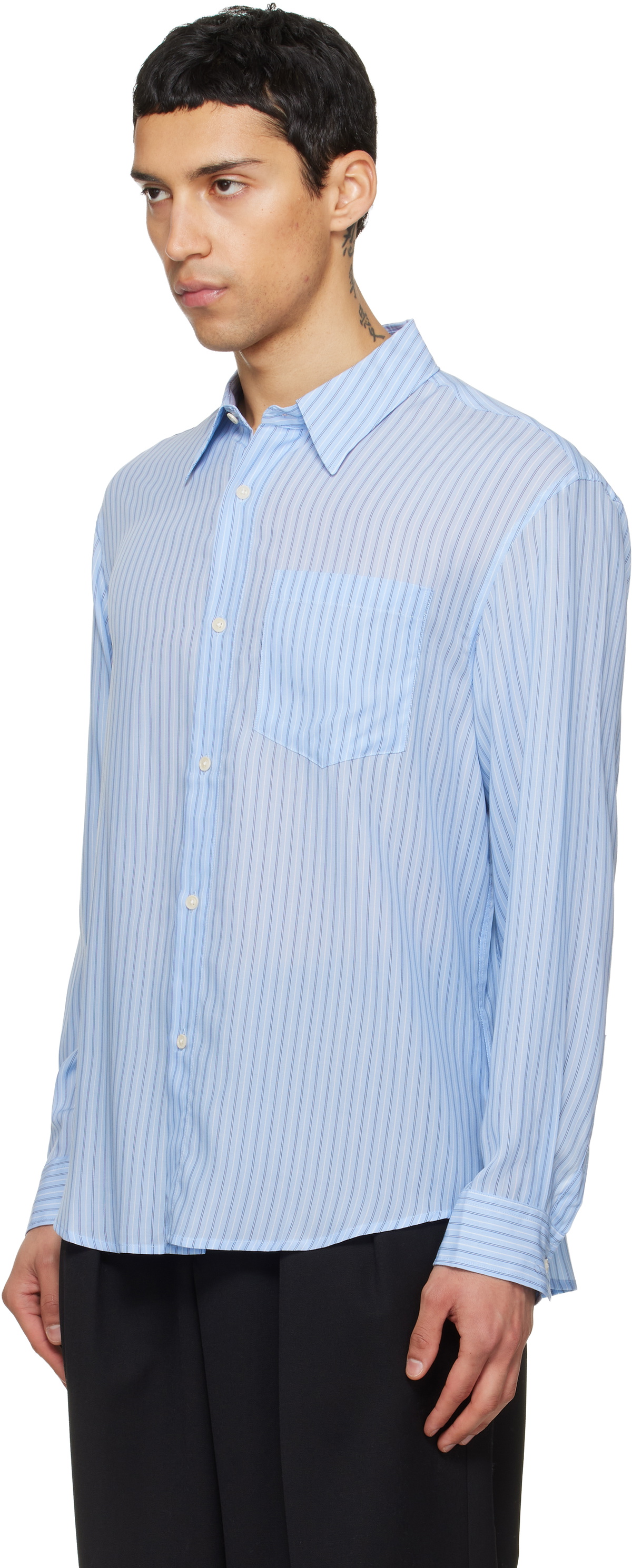 TONYWACK Blue Striped Lyocell Shirt