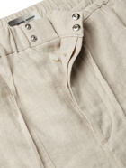ISABEL MARANT - Necim Tapered Linen-Chambray Drawstring Trousers - Neutrals