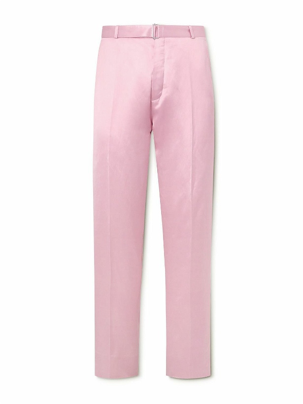 Photo: Officine Générale - Nicolas Straight-Leg Belted Satin Suit Trousers - Pink