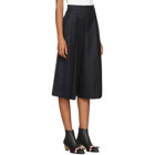 Thom Browne Navy Pleated Side Vent Culottes