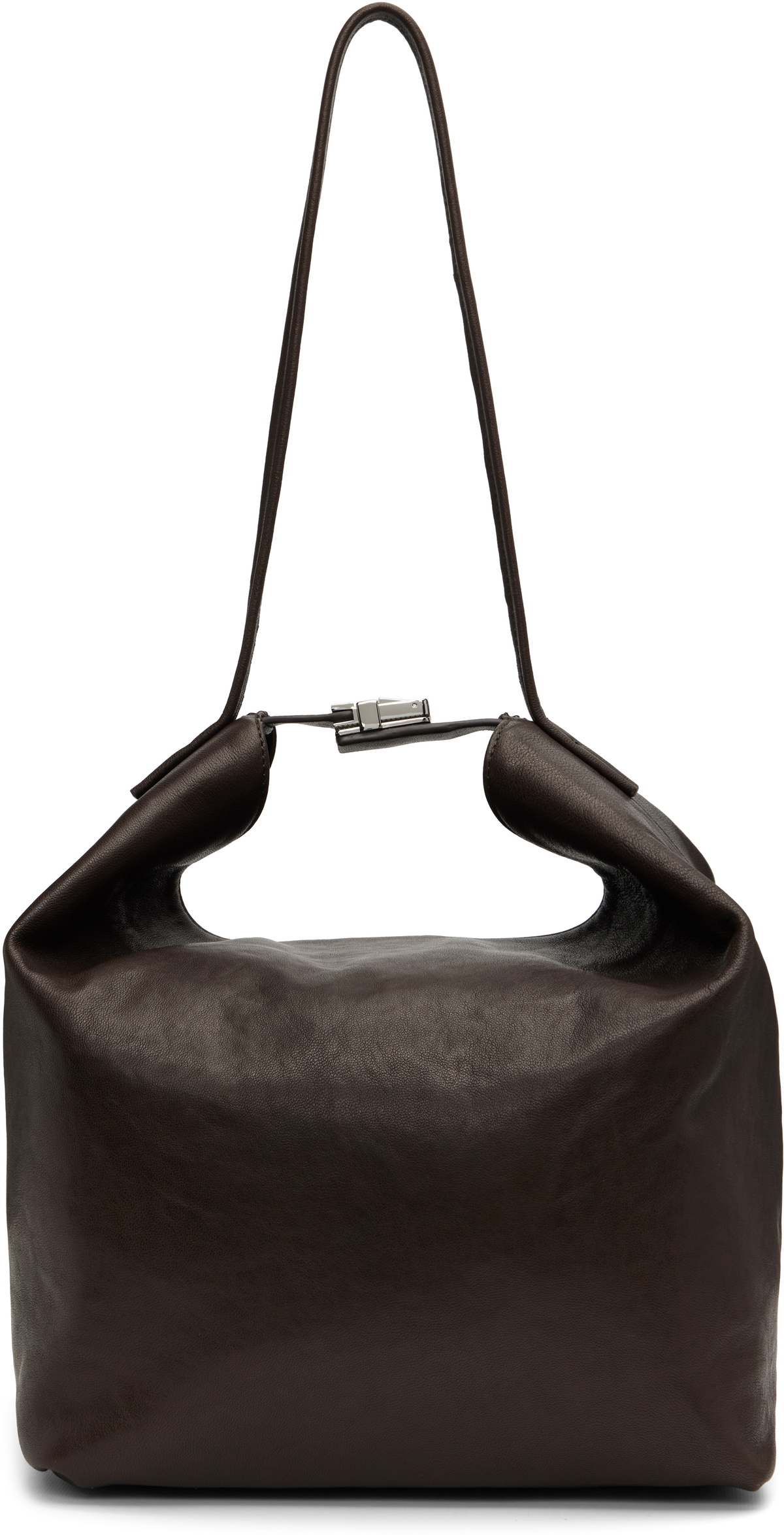 BY FAR Brown Maxi Bea Creased Leather Bag