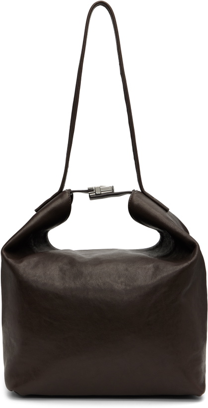 Photo: BY FAR Brown Maxi Bea Creased Leather Bag