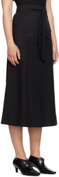 TOTEME Black Tie-Waist Midi Skirt