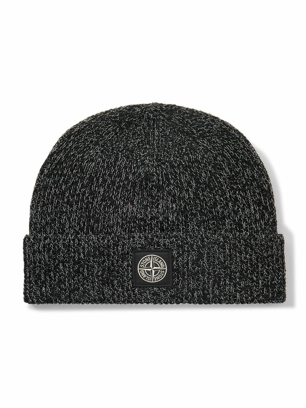 Photo: Stone Island - Logo-Appliquéd Reflective Ribbed-Knit Beanie