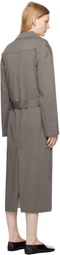 LOW CLASSIC Gray Zip-Up Midi Dress