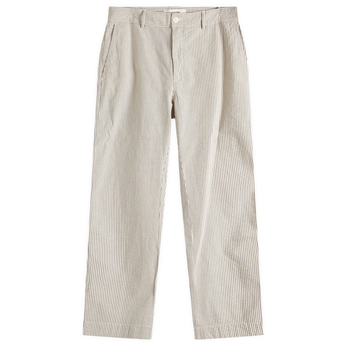 Kestin Men's Aberlour Seersucker Trousers in Ecru/Blue Stripe
