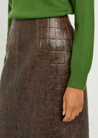 Emilia Wickstead Loretta Crocodile-effect Leather Midi Skirt Brown