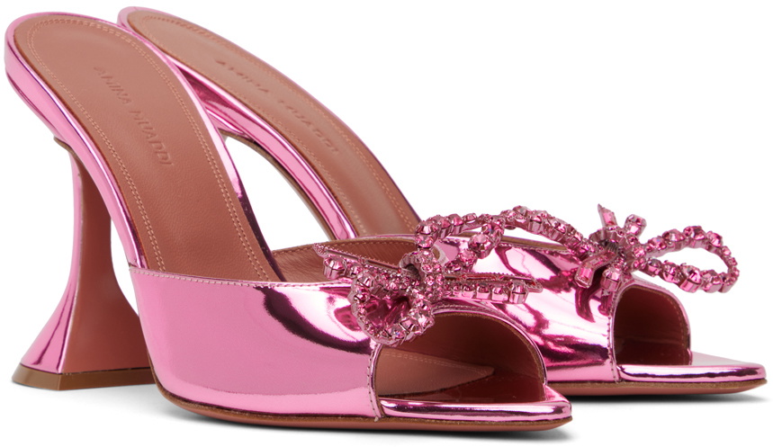 Amina Muaddi Pink Rosie Slipper Heeled Sandals Amina Muaddi