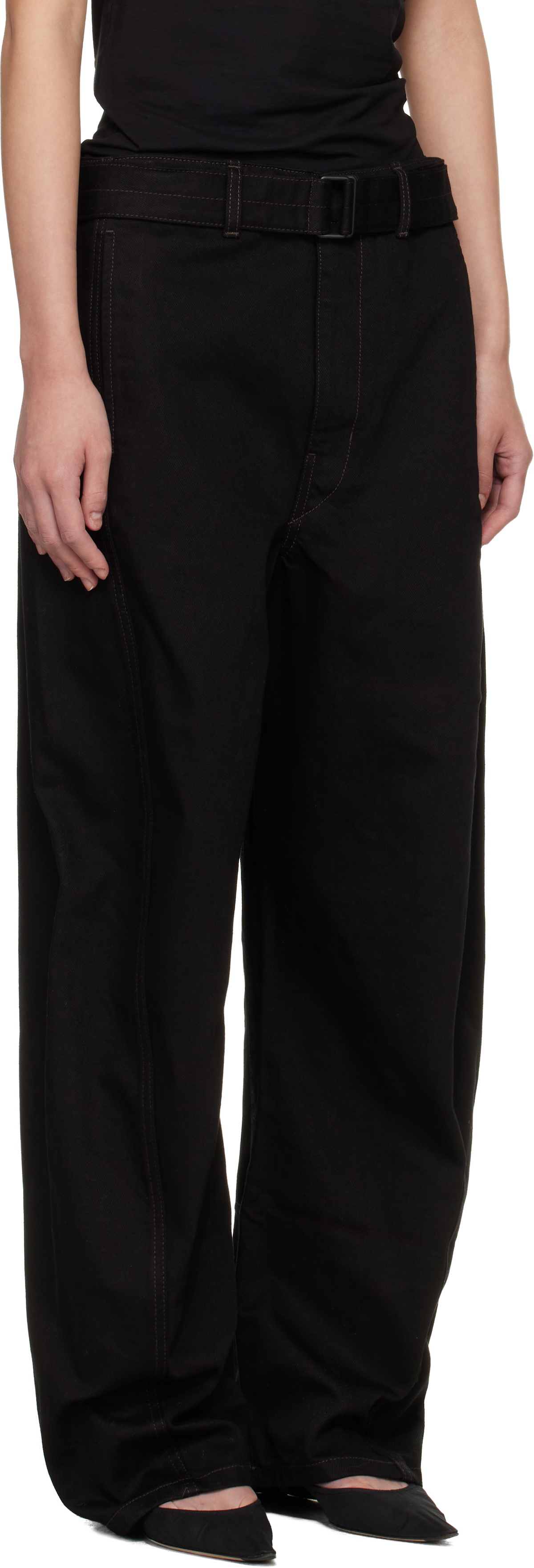 LEMAIRE Black Twisted Belted Jeans