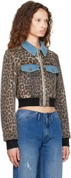 GANNI Multicolor Print Denim Small Bomber Jacket