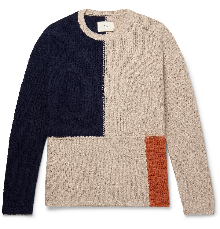 Photo: Folk - Fracture Panelled Knitted Sweater - Gray