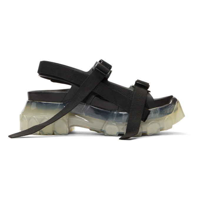 Rick Owens Black and Transparent Tractor Sandals Rick Owens