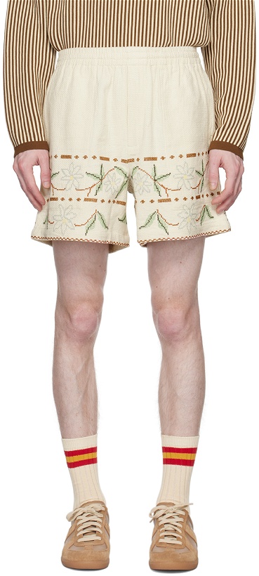Photo: Bode Off-White Gerber Border Shorts