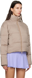 Girlfriend Collective Beige Cropped Puffer Jacket