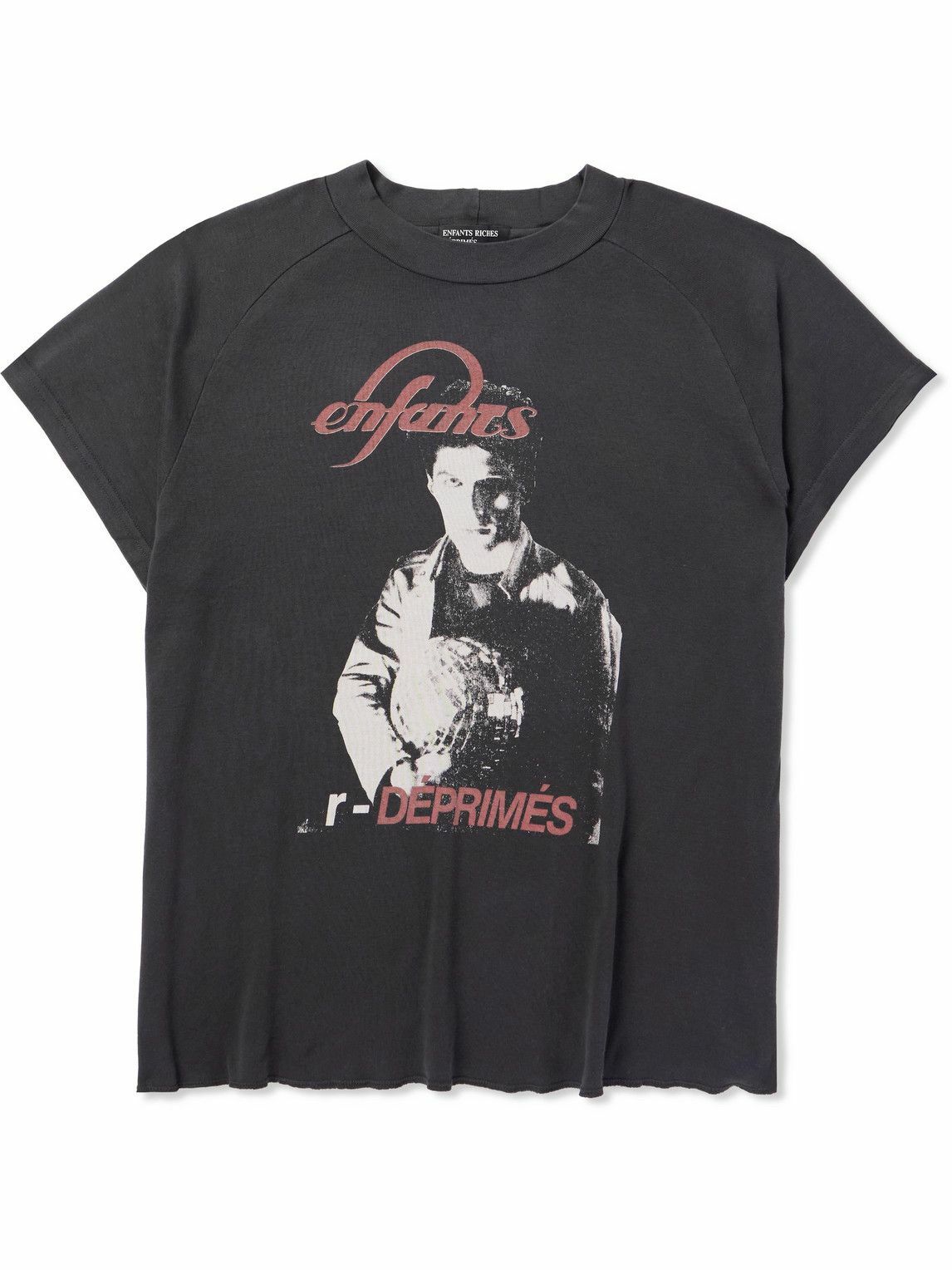 ENFANTS RICHES DEPRIMES Tシャツ Lサイズ Enfants Riches Déprimés - Cropped Distressed Logo-Print Cotton