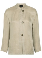 Emporio Armani Stand-collar Lyocell Shirt Grey