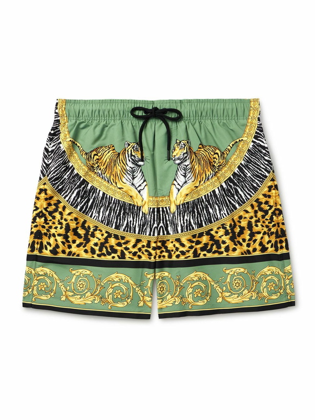 Photo: Versace - Straight-Leg Mid-Length Printed Swim Shorts - Green