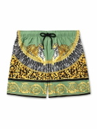 Versace - Straight-Leg Mid-Length Printed Swim Shorts - Green