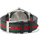 Gucci - G-Timeless 38mm Stainless Steel and Striped Leather Watch - Men - Black