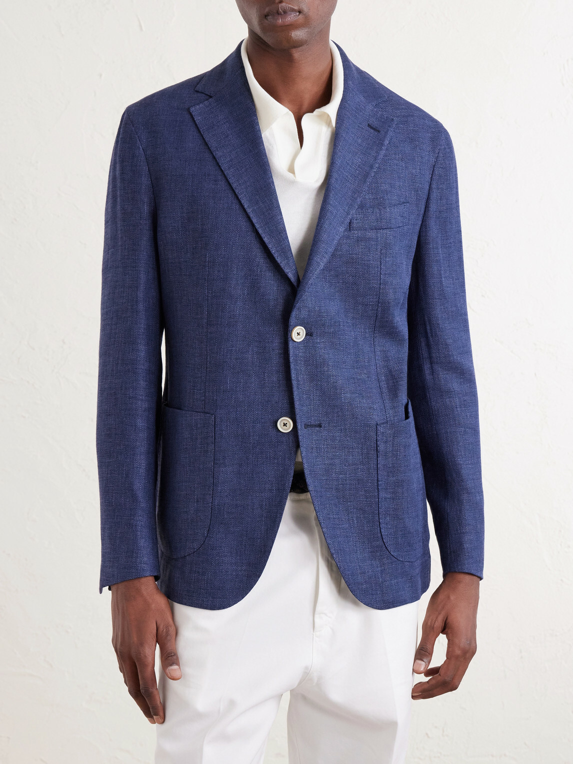 Eleventy - Stretch-Linen, Wool and Silk-Blend Suit Jacket - Blue