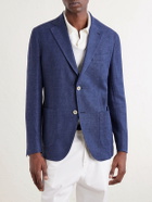 Eleventy - Stretch-Linen, Wool and Silk-Blend Suit Jacket - Blue