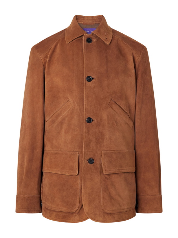 Photo: Ralph Lauren Purple label - Hollis Panelled Suede Jacket - Brown