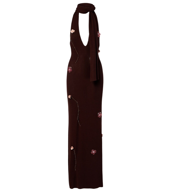 Photo: Aya Muse Stem floral-appliqué knitted maxi dress
