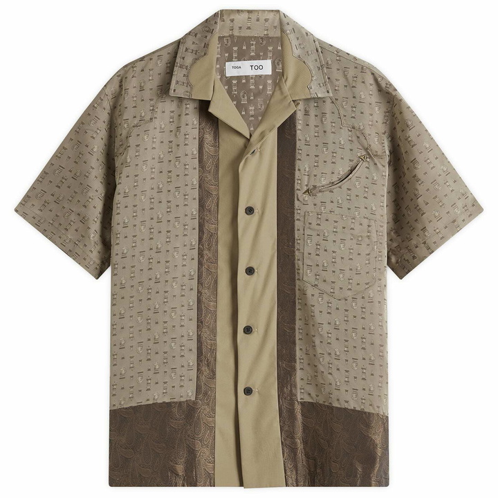 Photo: TOGA ARCHIVES Women's TOGA High Twist Twill Short Sleeve Shirt in Khaki