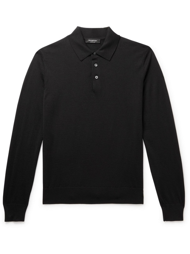 Photo: ERMENEGILDO ZEGNA - Cashmere and Silk-Blend Polo Shirt - Black