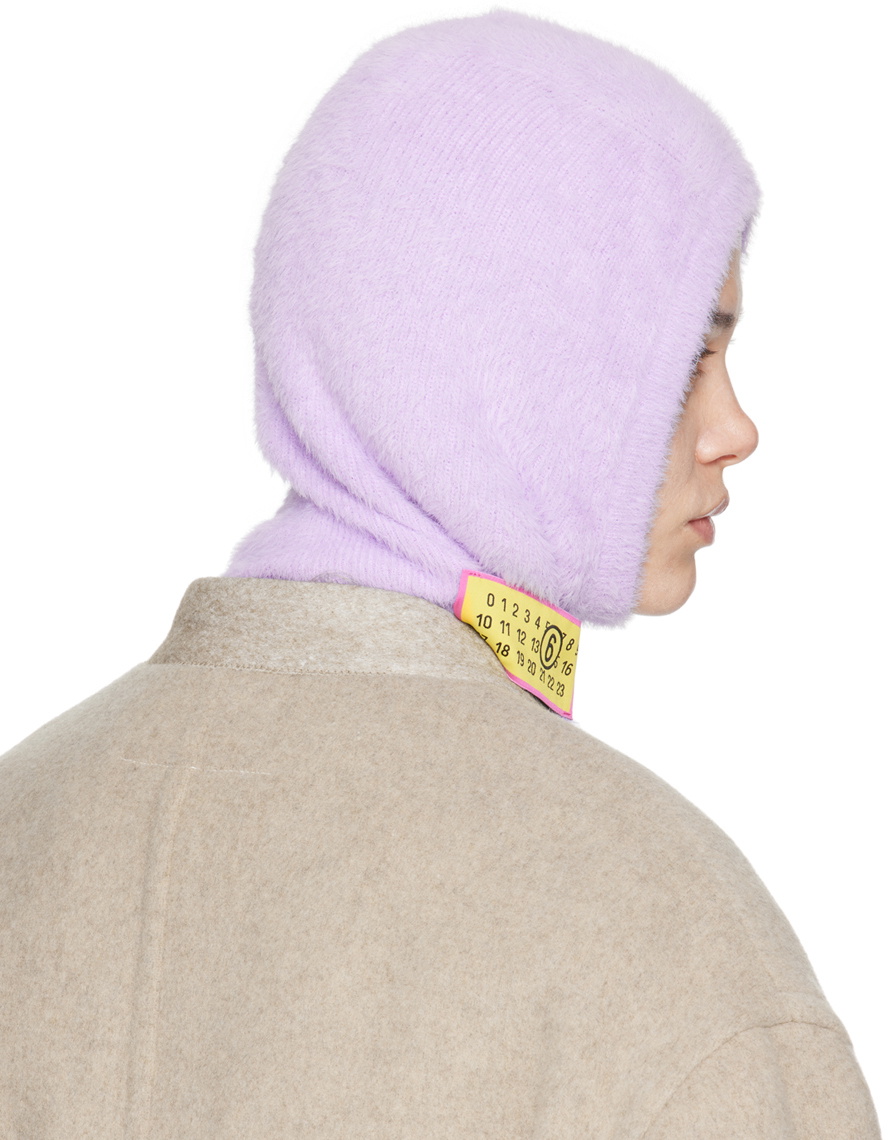 MM6 Maison Margiela Purple Furry Worn Out Intarsia Balaclava