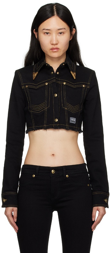 Photo: Versace Jeans Couture Black Crop Denim Jacket