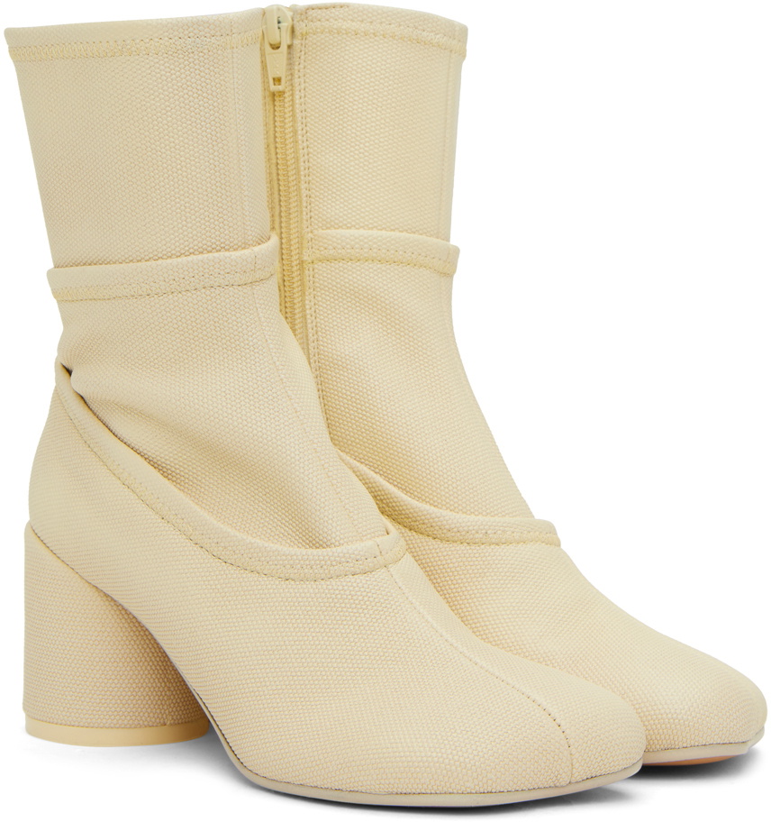 Mm6 Maison Margiela Off-white Canvas Ankle Boots Mm6 Maison Margiela