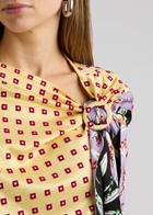 Rabanne Flocked Printed Cape-effect Satin top Multicoloured 1