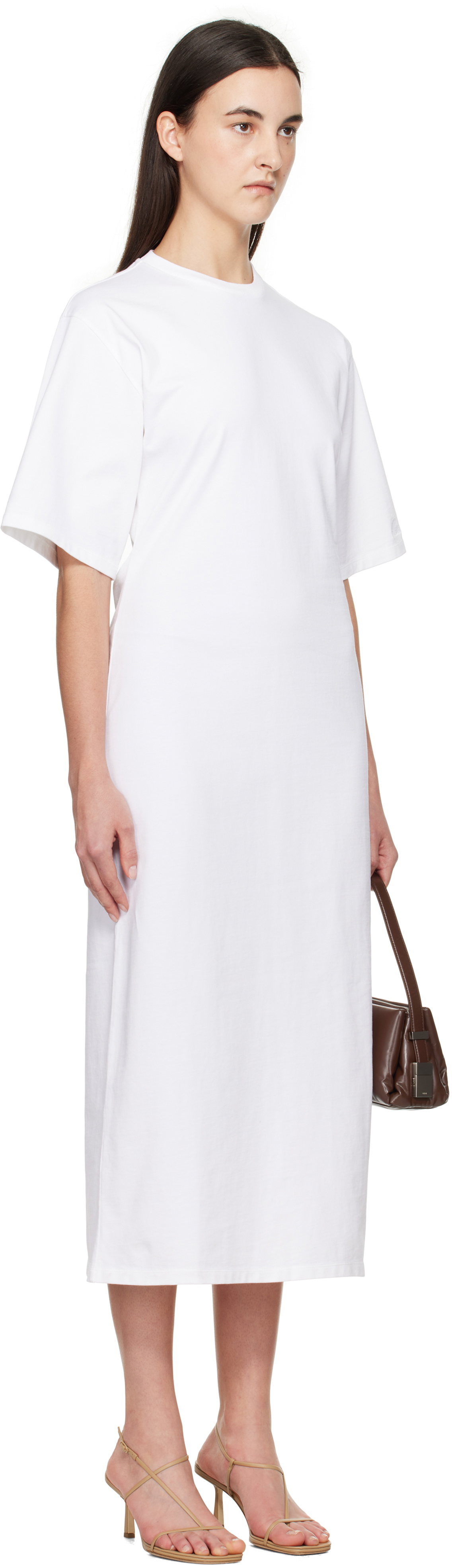 white t shirt dress fitted The GREAT. The Boxy Tee Dress. -- True White True White / 0 / D1037542