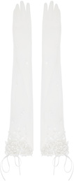 SHUSHU/TONG SSENSE Exclusive White Sequinned Sheer Gloves