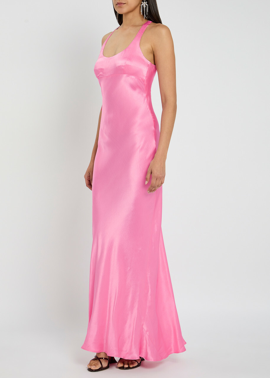 Bec & Bridge Maxina Satin Maxi Dress Pink