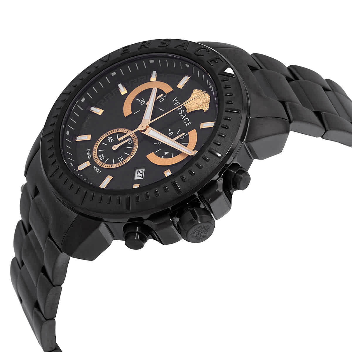 Versace New Chrono Quartz Black Dial Mens Watch VE2E00621 Versace