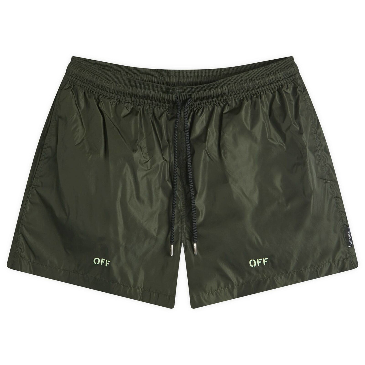 Off-White Men's Off Stamp Swim Shorts in Forest River