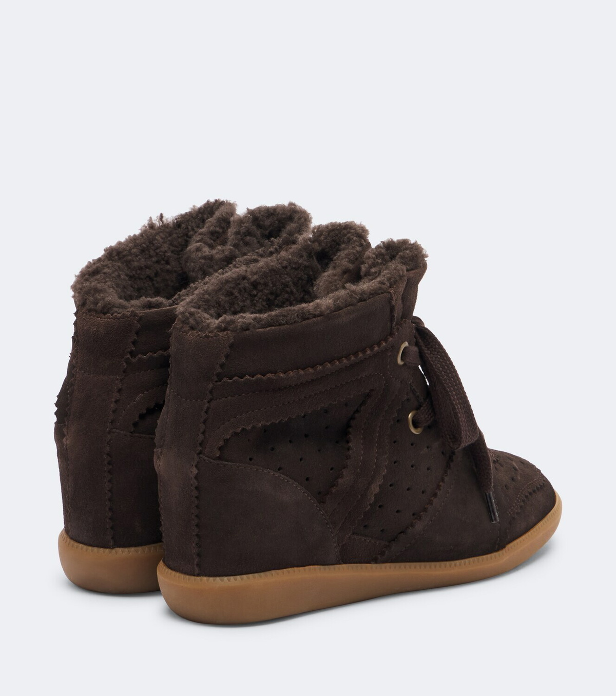 Isabel Marant Bobby shearling-lined suede wedge sneakers