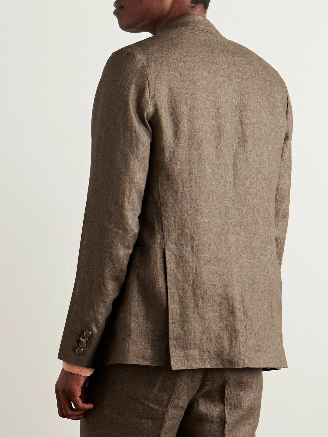 De Petrillo - Posillipo Unstructured Linen Suit Jacket - Brown De
